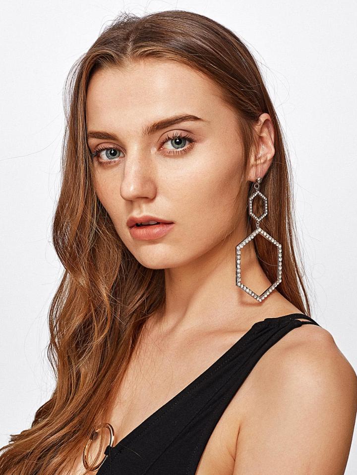 Shein Double Hexagon Oversized Hoop Earrings