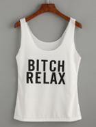 Shein White Letter Print Tank Top