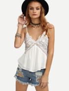Shein White Lace Pattern Spaghetti Strap Cami Top
