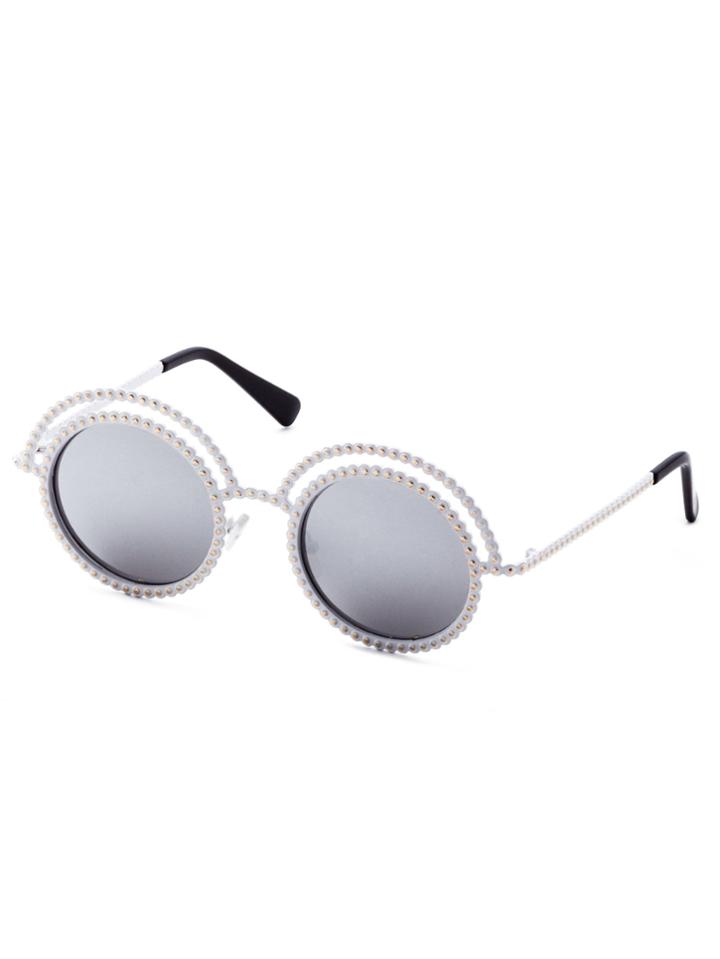 Shein Silver Double Frame Round Sunglasses