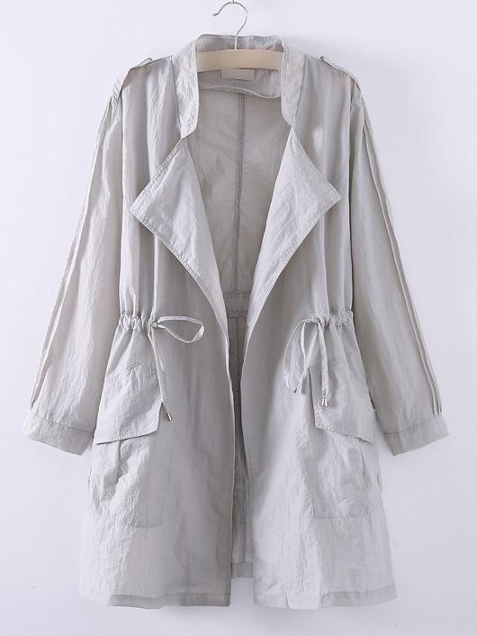 Shein Grey Asymmetric Elastic Waist Pocket Coat