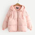Shein Dual Pocket Solid Hooded Puffer Coat