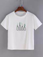 Shein White Bottle Print Short Sleeve T-shirt