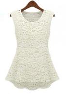 Rosewe Summer Essential Round Neck Lace T Shirt White
