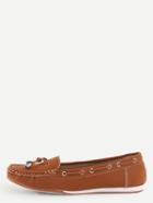 Shein Faux Suede Drawstring Boat Shoes - Dark Brown