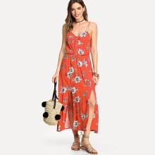 Shein M-slit Front Button Detail Cami Dress