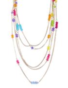 Shein Trendy Multilayer Gold Plated Colorful Beads Chain Necklace