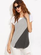 Shein Color Block Cut And Sew Dolphin Hem Tee