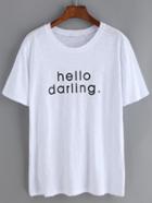 Shein Ripped Letters Print White T-shirt