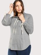 Shein Shirred Tie Sleeve Hooded Sweatshirt