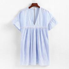 Shein Lace Panel Striped Babydoll Dress