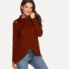Shein Button Detail High Neck Jumper