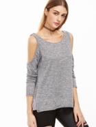 Shein Grey Open Shoulder Zip Side T-shirt