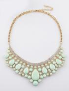 Shein Green Gemstone Gold Collar Necklace