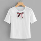 Shein Striped Bow Neck T-shirt