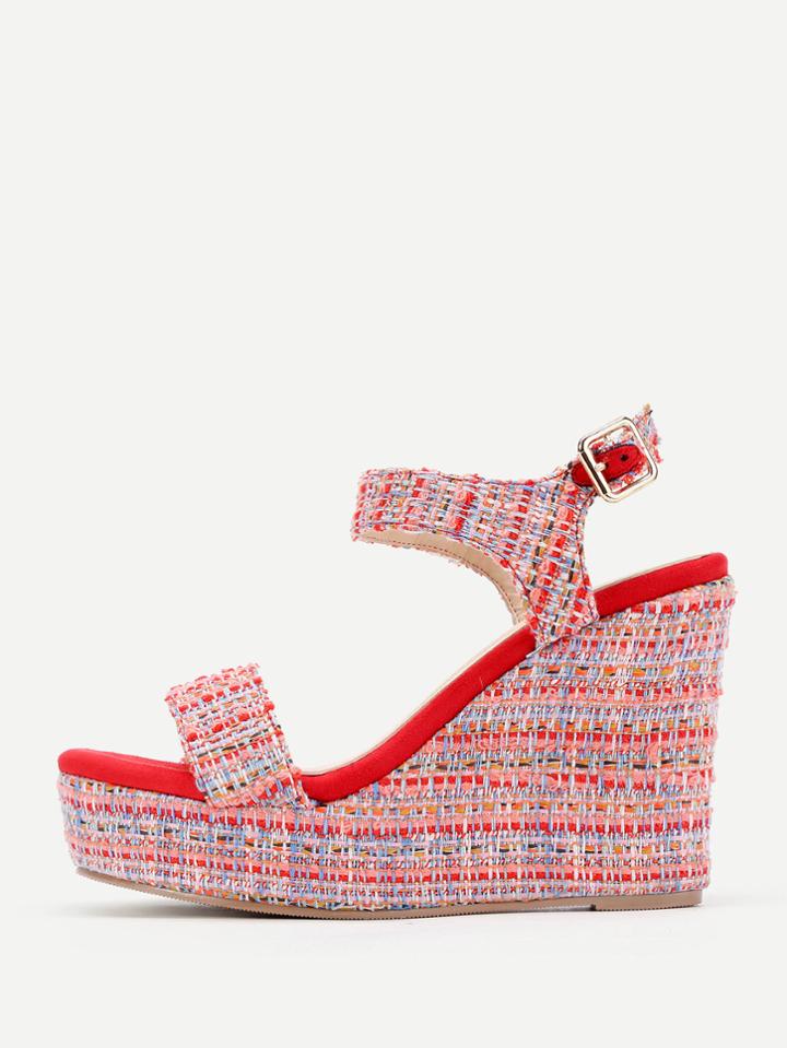 Shein Mixed Pattern Platform Wedge Sandals