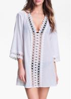 Rosewe Lace Embroidery V Neck Cover Up