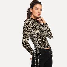 Shein Drawstring Side Leopard Print Tee