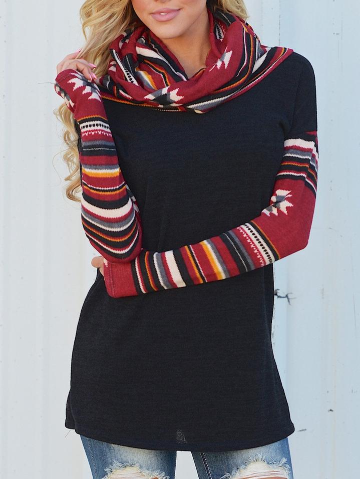 Shein Colour Cowl Neck Striped Slim Top