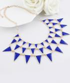 Shein Blue Gemstone Gold Triangle Chain Necklace