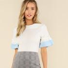 Shein Contrast Ruffle Sleeve Top