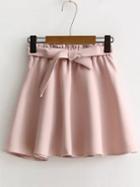 Shein Pink Elastic Waist A Line Skirt With Self Tie