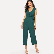 Shein Surplice Neckline Tie Detail Jumpsuit