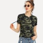 Shein Camo Print Hooded T-shirt