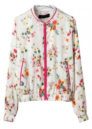 Rosewe Hot Sale Long Sleeve Round Neck Floral Jackets