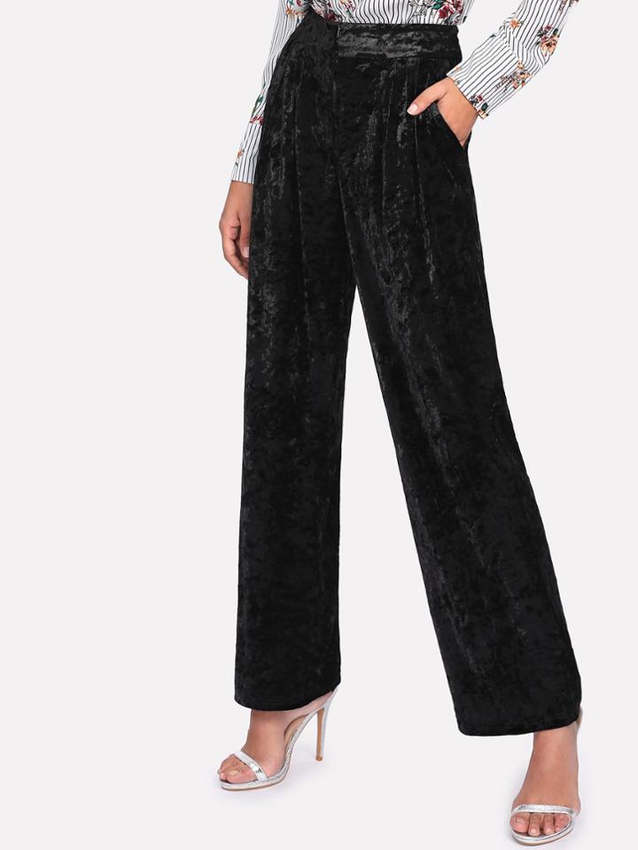 Shein Crushed Velvet Palazzo Pants