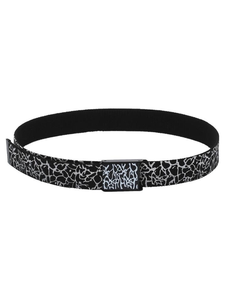 Shein Abstract Print Flip-top Buckle Black Canvas Belt