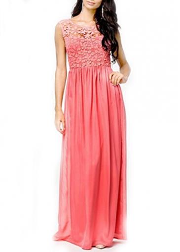 Rosewe Gorgeous Sleeveless Round Neck Red Ankle Length Dress