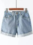 Shein Light Blue Roll Cuff Denim Shorts