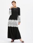 Shein Lace Crochet Panel Hijab Evening Dress