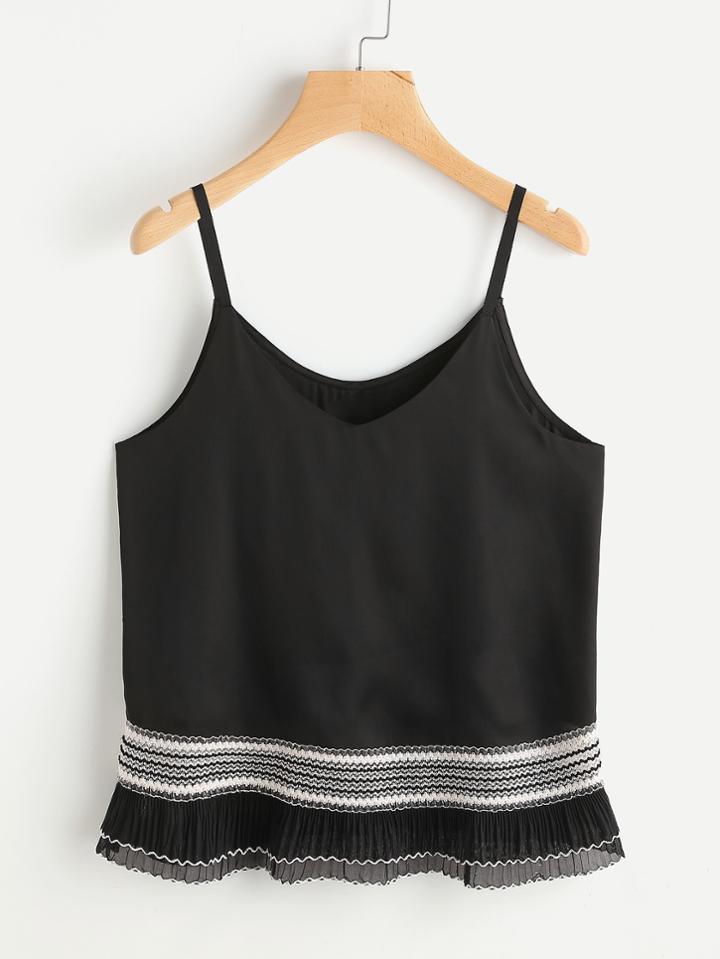 Shein Contrast Crochet Frill Hem Cami Top