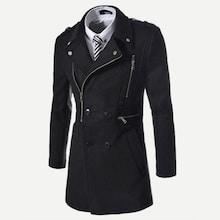 Shein Men Double Breasted Zipper Detail Coat