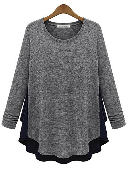 Shein Color-block High Low T-shirt