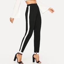 Shein Contrast Trim Split Hem Pants