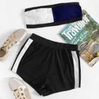 Shein Colorblock Crop Bandeau Top With Shorts