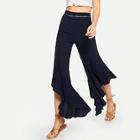 Shein Ruffle Solid Flare Pants