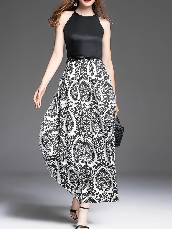 Shein Color Block Print A-line Dress