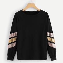 Shein Plus Sequins Decoration Raglan Sleeve Sweatshirt