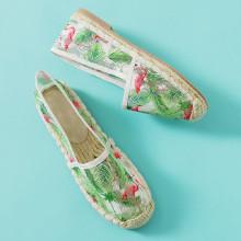 Shein Flamingo Pattern Cap Toe Espadrille Flats