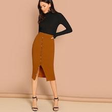 Shein Button Up Textured Skirt