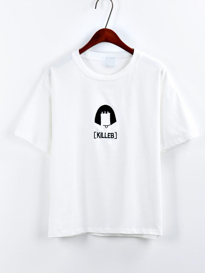 Shein Embroidery Short Sleeve T-shirt