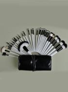 Shein 32pcs Brush For Face Make Up Tools With Black Leather Bag