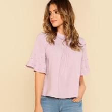 Shein Lettuce Trim Glitter Striped Mesh Top