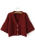 Rosewe Attractive Button Closure Half Sleeve Wine Red Cardigans