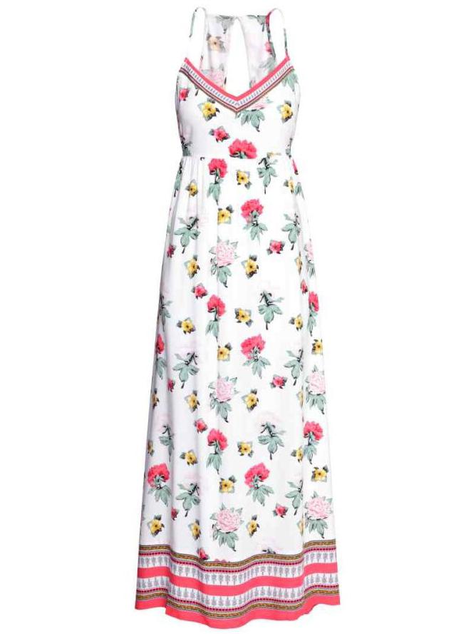 Shein White Floral Sleeveless Maxi Dress