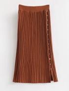 Shein Side Button Knit Pleated Skirt